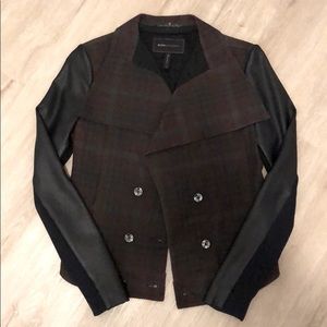 BCBG Plaid Leather Jacket XS